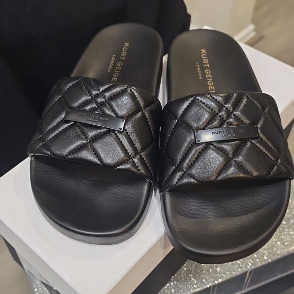 Kurt Geiger London Brixton Drench Plate Slide Sandal- Black - Picture 10 of 12